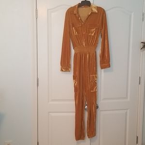 Gold/Rust Velvet Jumpsuit